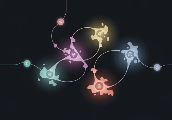 Abstract map of desires from a BDSM test with colored regions.