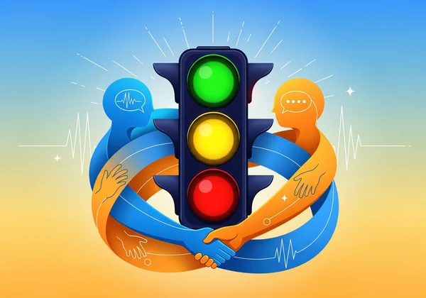 Traffic light symbol for BDSM safety and consent.