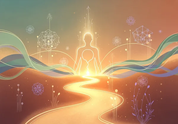 Abstract journey of self-discovery, path to inner self.