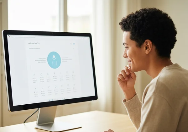 Person taking an online BDSM test for self-discovery