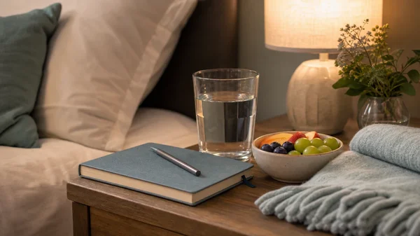 Aftercare items on a bedside table